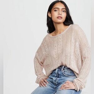 Free people Women's Cable Knit Sweater oversized S-M  - Cream